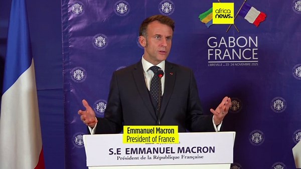 French President Emmanuel Macron continues his African tour in Libreville