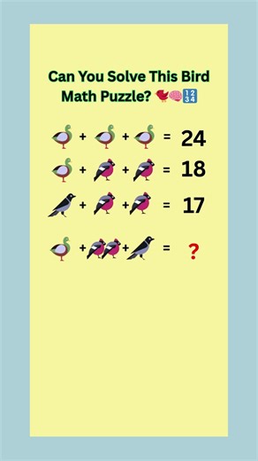 Can You Solve This Bird Math Puzzle 🐦🧠🔢 #brainteaser #quiz #mathpuzzle #puzzle #riddlechallenge