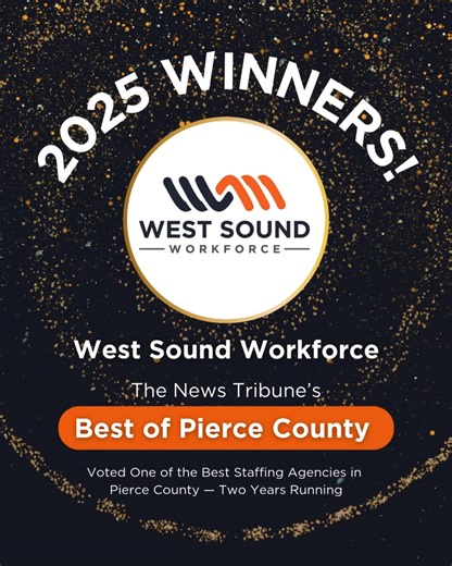 We’re proud to share that Best of Pierce County voters have once again named West Sound Workforce one of the Best Staffing Agencies in Pierce County! 雷 We’re grateful to our incredible clients, candidates, and community for the trust you place in us every day. 李  See the full 2025 Best of Pierce County results here: https://www.bestofpiercecounty.com/categories/2025 #Bestof #WestSoundWorkforce #StaffingExperts #PierceCountyWA | West Sound Workforce | Facebook