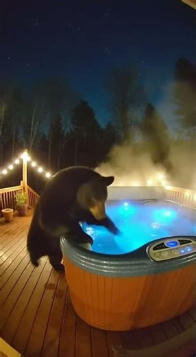 Bear Tests Hot Tub Temperature First