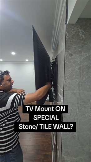 tv wall mount installation on Stone wall ? #tvwallmount #tvinstallation #stonewall #tvinstallbrick