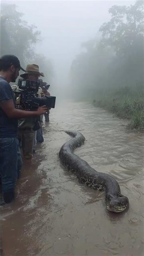 10-Foot Anaconda Recorded Crossing Flooded Road in Amazon