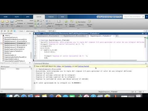 Reglas 1/3 y 3/8 Simpson en Matlab