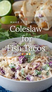 Coleslaw for Fish Tacos - Make it Tonight! The full recipe is below, or comment 👉 “recipe” and I’ll DM it to you. Ingredients: 1/2 cup mayonnaise 1/2 cup sour cream 1/4 cup lime juice 1 chipotle pepper in adobo, finely chopped, plus 1/2 teaspoon liquid from the can 1 Tbsp. sugar 1/4 tsp. salt 1/4 tsp. garlic powder 1/2 head cabbage, finely sliced 1/2 cup fresh cilantro leaves 1/2 cup chopped green onion Instructions: In a large bowl whisk together the mayo, sour cream, lime juice, chipotle pepp
