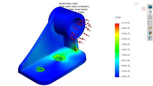 SolidWorks Simulation支架有限元应变分析[中字]