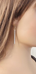 14k gold‑plated Rectangle Drop Earrings - Etsy