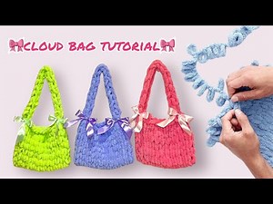 Cloud bag | finger knitting tutorial | beginner friendly 15 easy steps 🎀