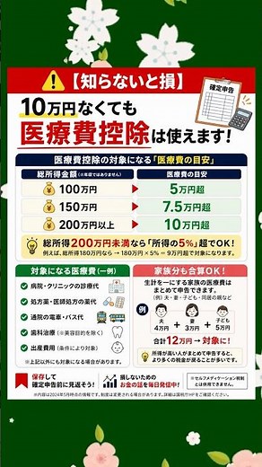 「医療費控除は10万円超えないと使えない」そう思っていませんか？ #医療費控除 #確定申告 #節税 #税金 #会社員