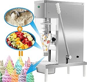 Ice Cream Machines Real Fruit Ice Cream Blender mixer machine 30L/H Commercial Swirl Drill Frozen Yogurt Milkshake Ice Cream blending machine maquina helados (110V, with 2 plastic cone cups)