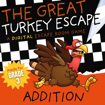 Thanksgiving Math Digital Escape Room 3rd Grade Addition With No Regrouping