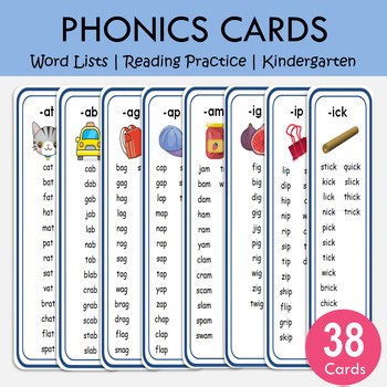 CVC Words Phonics Cards, CVC Word Family Lists, Short Vowels, T-162