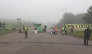 XR activists use green washing machine to block access to Peterhead Power Station