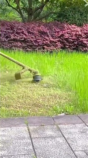 Mowing Grass with a String Trimmer for a Unique and Creative Garden Artcraft DIY Project