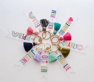 Personalized Name Keychain, Custom Name Tag, Colorful Tassel Keychain, Customizable Keychain, Bridal Party Gifts, Bulk Keychain, - Etsy