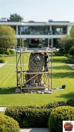 Luxury Garden Lion Statue Build 🦁 | Satisfying Construction Timelapse #shorts