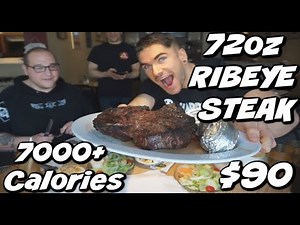 72oz RIBEYE STEAK CHALLENGE (4.4Lb) In New York!! Man vs Food - Stickyface BBQ