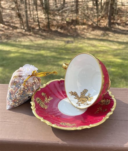 Antique Tea Cup Set Bird Feeder: Echt Tuppack Germany Maroon & Gold - Etsy