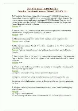 2024 CTR Exam CRM Refresh Complete Questions Answers Solved 100 Correct