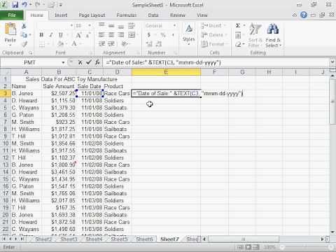 Combine Text with a Date or Time - Excel 2010