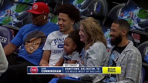 .@CadeCunningham_ will not suit up tonight, but has plenty of hometown family cheering him & his squad on. #Pistons | FanDuel Sports Network Detroit