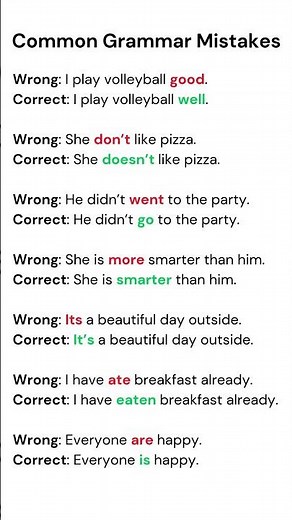 Common Grammar Mistakes You Must Avoid | Learn Correct English with Examples