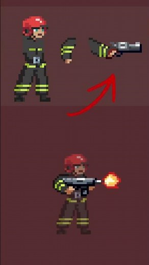 АНИМАЦИЯ РЕВОЛЬВЕРА ПОЖАРНИКА В СТИЛЕ ПИКСЕЛЬ АРТ #shorts #pixelart
