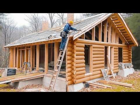 Man spent 2months building his dream log cabin deep in the forest. |Timelapse by‪@lesnoy_craft8607‬