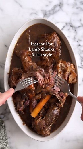 Instant Pot Lamb shanks – Asian-style "This recipe for lamb shanks cooked in an @instantpotsa is a favourite and making it in an Instant Pot reduces the time so much. The lamb cooks to fall off the bone tender in beef stock, orange juice, honey and soy. The aromatics of ginger, garlic, star anise and five spice add amazing flavour. It takes 50 minutes of active pressure cooking which is mainly hands-off." - @drizzleanddip | Instant Brands South Africa