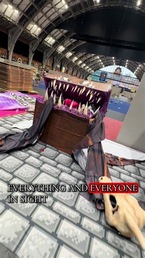 And so the mega mimic has devoured everything in sight and retreats back to the dungeons from witch it came Thank you so much for the opportunity to use my skills and challenge me in such a short time to bring something to life for the general public to enjoy it it was such an amazing experience and I can’t wait to bring more magic to the events #megacon #artistatiktok #comiccon #dungeonanddragons #mimic