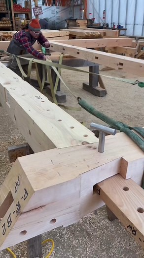 Ending the week with some tight-fitting joinery! #WorkshopVibes #CraftingDreams #WeekendWoodwork | Manitoulin Timber Frames