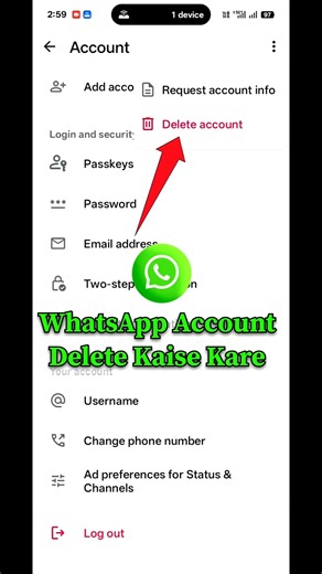 WhatsApp Account Delete Kaise Kare | How To Delete WhatsApp Account Parmanently #sorts
