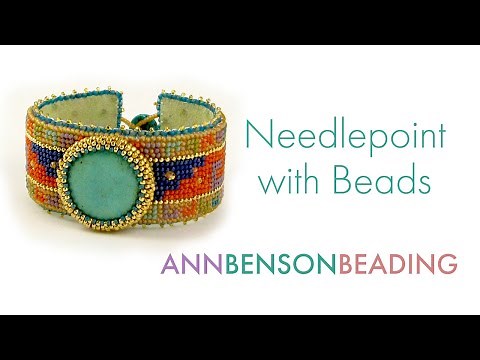 Beading on needlepoint canvas by Ann Benson