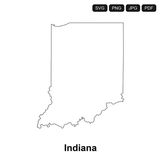 Indiana State Outline SVG PNG PDF | Cricut Silhouette Cut File | Map Clipart Digital Download - Etsy