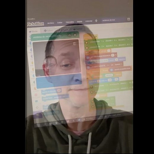 Control por VOZ de un Robot Real + Animación Scratch/PictoBlox + Bluetooth Demo para Colegios