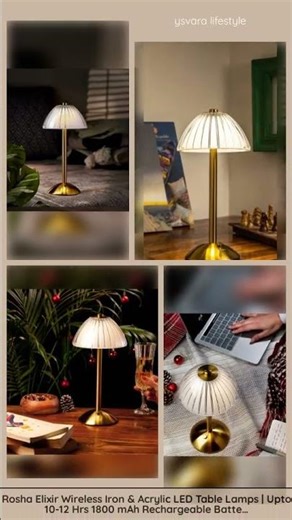 Rosha Elixir Wireless Iron & Acrylic LED Table Lamps | Upto 10-12 Hrs 1800 mAh Rechargeable Batte...