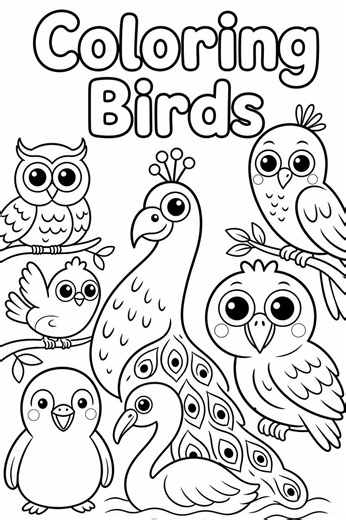 Bird Coloring Pages, Animals, Preschool Activity, Kids & Adults (digital Download) - Etsy