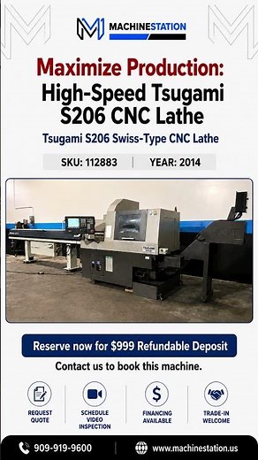 Tsugami S206 Swiss-Type CNC Lathe #shorts
