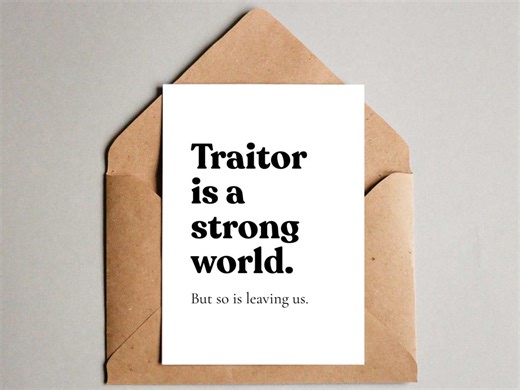 Funny Coworker Leaving Card, Farewell Gift, Going Away Boss, Employee Quitting Humor, New Job Goodbye, Traitor Joke, Printable - Etsy UK