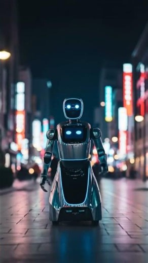 AI Security Robot Patrols City Streets at Night 🌃🤖| Real-Time Test #trending #shorts #viral #ai #aww