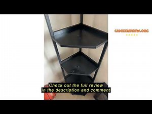 Review Hzuaneri Corner Shelf Stand, Corner Bookshelf, Storage Standing Shelf Unit with Metal Frame,