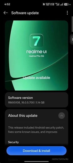 Realme P4x New Update 16.0.5.700 Rollout | May 2026