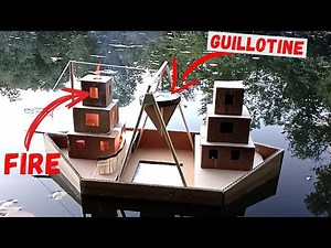 Cardboard ship with a guillotine