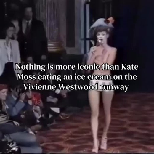 Son Chapeau on Instagram: "Happy Birthday to icon Kate Moss! ♥️✨ Here is her iconic Vivienne Westwood runway moment! Kate Moss eating an ice cream in Vivienne’s Spring/ Summer 1994 ‘Café Society’ Show 🙌🏻🙌🏻 She’s wearing a variation of Viviennes famous Pirate Hat! #millinery #hat #viviennewestwoodofficial #viviennewestwood #katemoss"