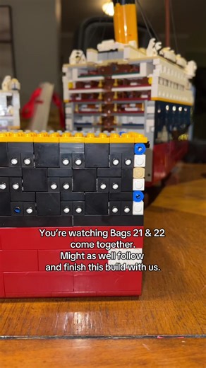 Bags 21 & 22 are officially done 🚢 Piece by piece, this Titanic is coming together. No fancy system, just pure focus and a whole lot of bricks. If you’ve been watching the journey so far, don’t jump ship now. Follow along as he keeps building. #legotitanic #lego #brickbybrick #titanic #viralvideo