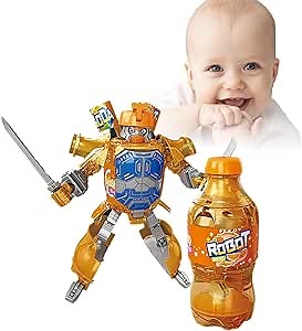 Beverage Bottles Deformation Robot Toys for Boys, Birthday Choice (orange)