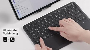 EasyAcc Beleuchtete Bluetooth Tastatur mit Touchpad, Ultraleichtes QWERTZ, Kabellose Tastatur mit 7 Farben Beleuchtete für iPad, Android Tablet, Windows,Schwarz