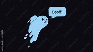 Halloween ghost flying in the sky and saying Boo Stock Video