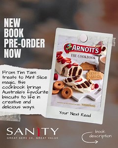 1.6K views |  Bake your way through Aussie history! From Tim Tams to Monte Carlos, Arnott’s The Cookbook brings your fave biscuits to life at home. 拾‍ Pre-order now at Sanity! #Arnotts #HomeBaking #AussieFood #TimTam #MonteCarlo #Cookbooks #BakingFun https://www.sanity.com.au/products/3472396/Arnotts-The-Cookbook?utm_content=sked_68a3c72319c0cf6c244ff383&utm_medium=social&utm_name=sked&utm_source=facebook | Sanity | Facebook