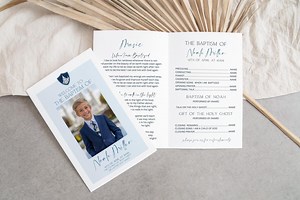 LDS Baptism Program Boy, Baptism Program LDS Boy, Great to Be 8, Blue LDS Baptism Program, Boy Baptism, Baptism Program, Canva Template - Etsy