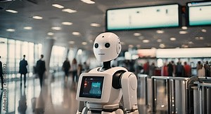 Robot assistant at the airport.